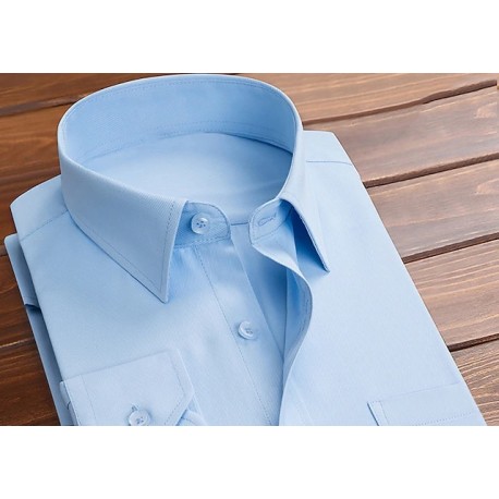Chemise tissu coton/polyester coloris bleu coupe slim